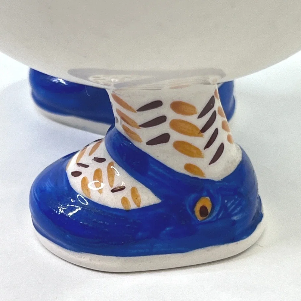 Carlton Ware Walking Ware Creamer Sugar Bowl England Blue Brown Shoes Vintage